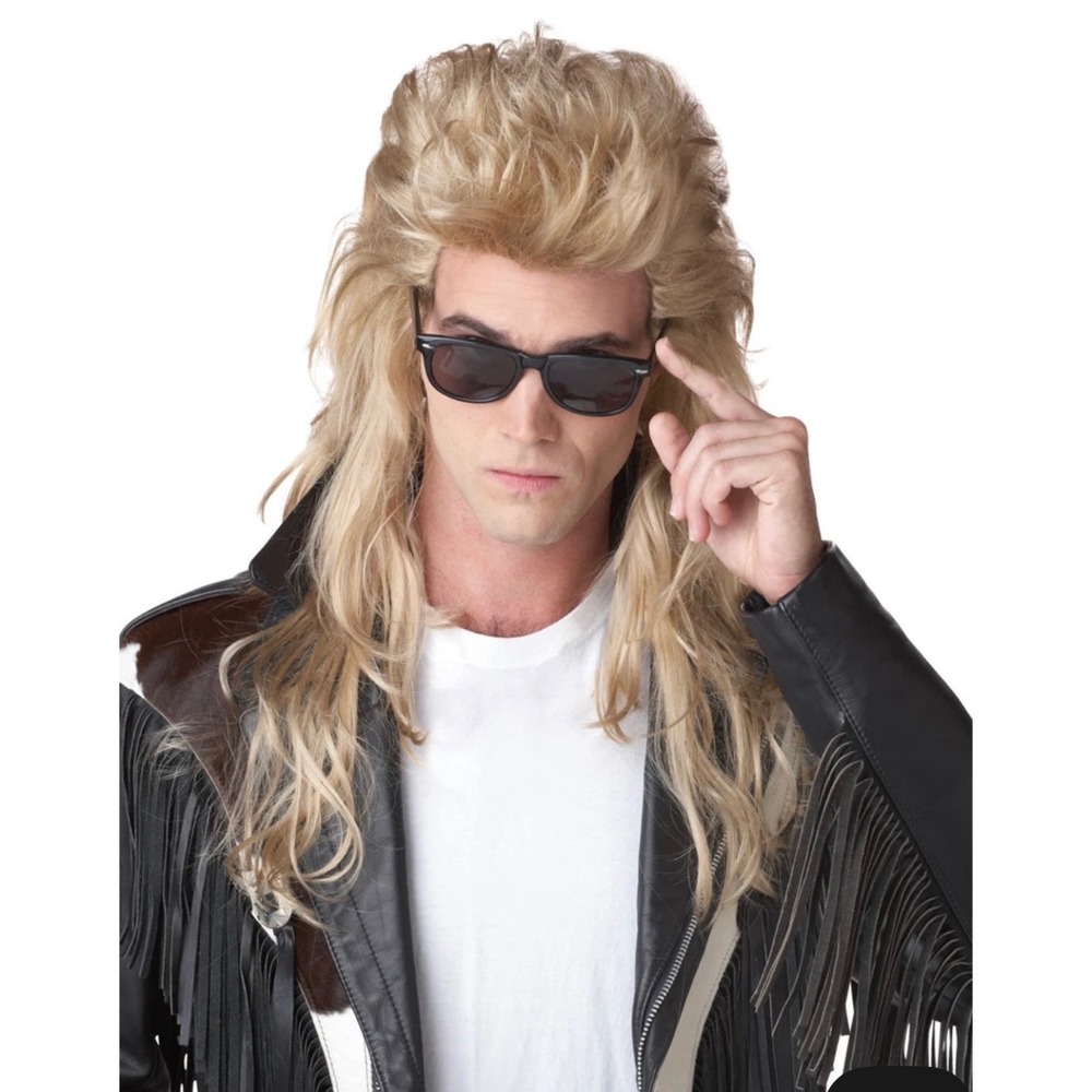 California Costumes 80s Rock Mullet Blonde Men Costume Wig 70718
